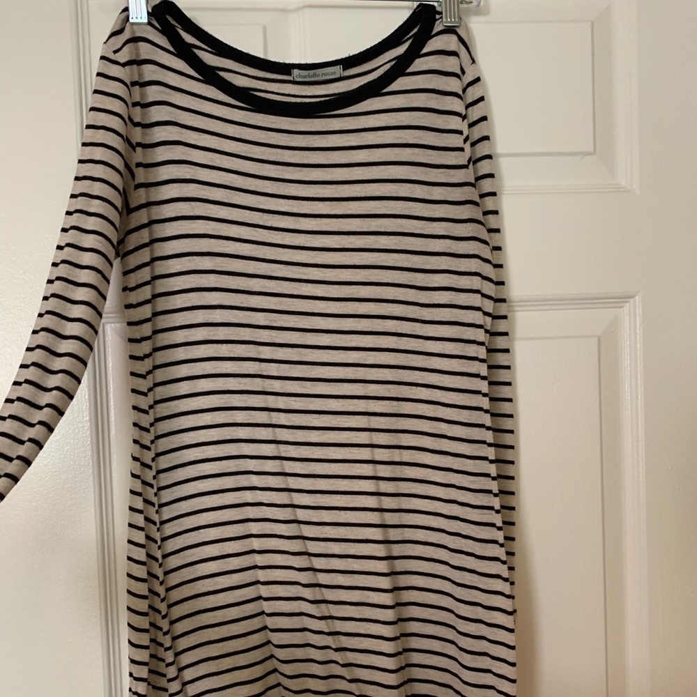 Long sleeve black striped dress